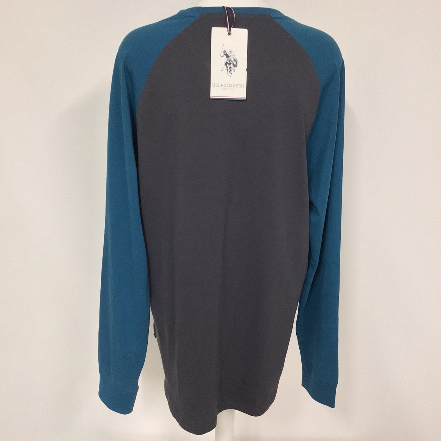 BNWT US Polo Assn Teal Blue & Grey Raglan Long Sleeve Top Size XL