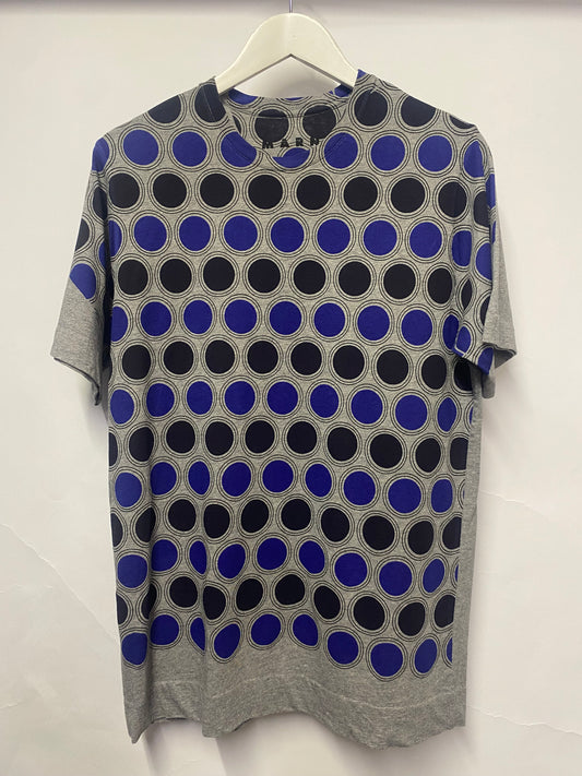 Marni Grey and Blue Circle Motif Cotton T-Shirt Large