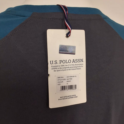 BNWT US Polo Assn Teal Blue & Grey Raglan Long Sleeve Top Size XL