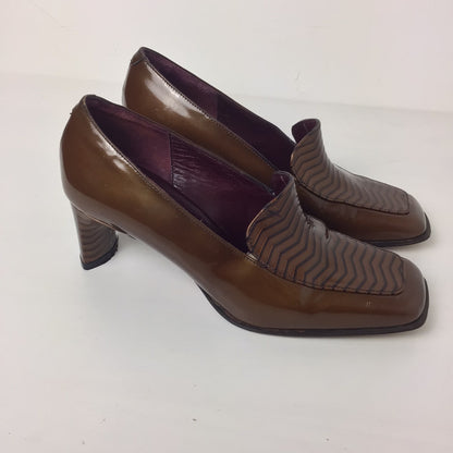 Moda Di Fausto Italian Brown Court Shoes Heels Size 32.5 EU (22cm)