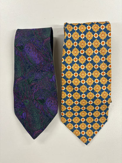 Valentino & Paul Smith Multicoloured Silk Vintage Neck Tie Set of Two