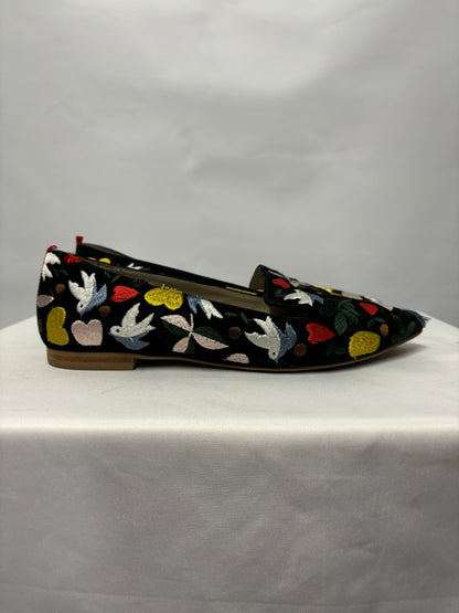 Boden Multicoloured Embroidered Dove & Hearts Slip On Shoes 4