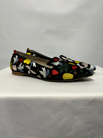 Boden Multicoloured Embroidered Dove & Hearts Slip On Shoes 4