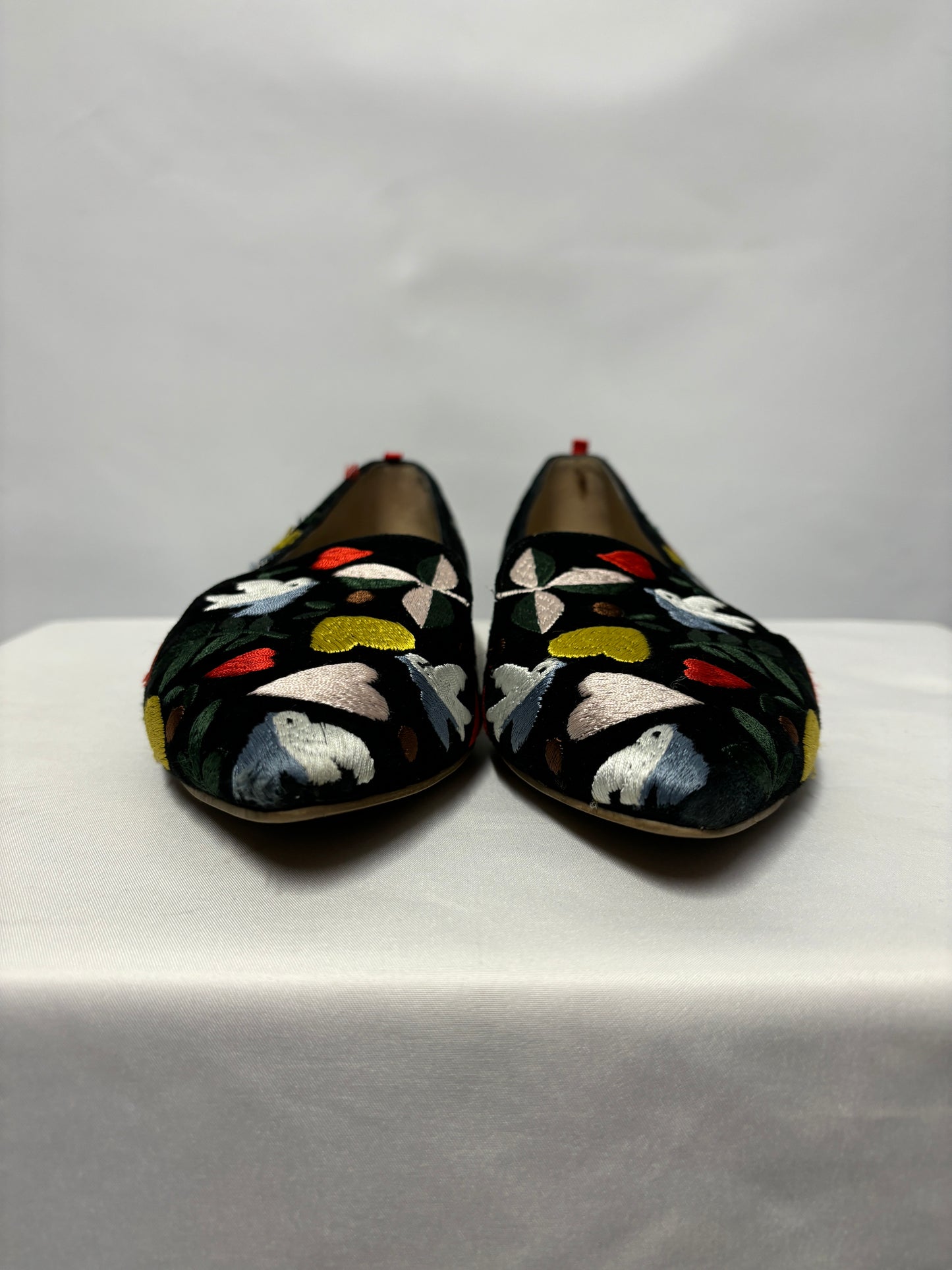 Boden Multicoloured Embroidered Dove & Hearts Slip On Shoes 4