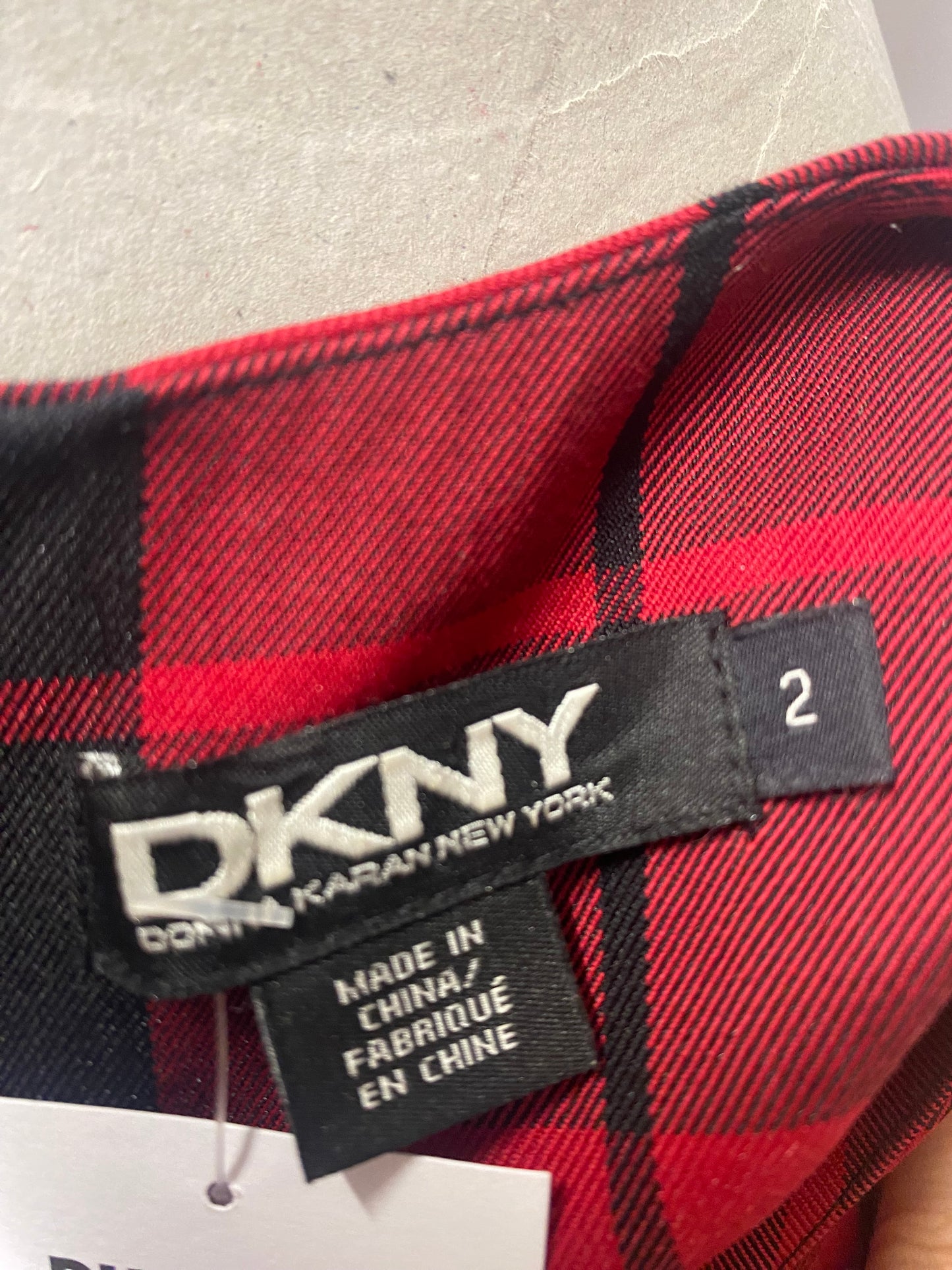 DKNY Red Tartan Mini Dress Pleated Skirt 6