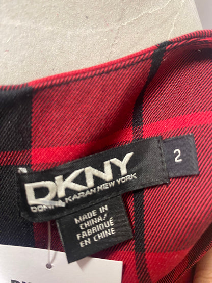 DKNY Red Tartan Mini Dress Pleated Skirt 6