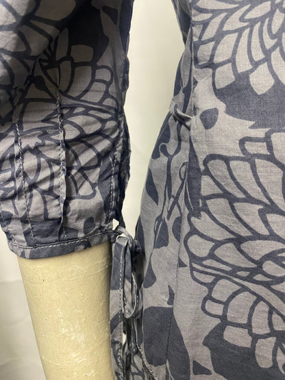 Sandwich Grey and Blue Floral Cotton Wrap Top 8