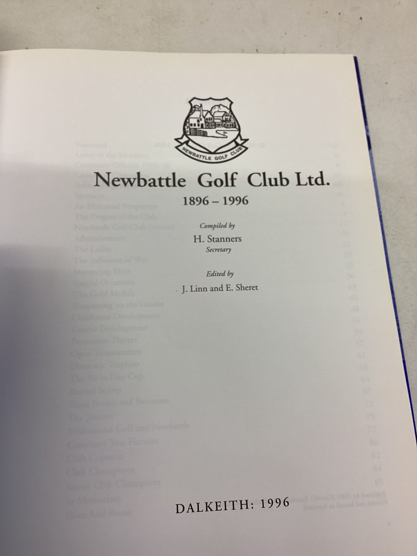 Newbattle Golf Club ltd. Centenary Year 1996