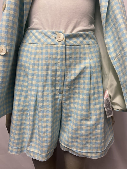 Nobody's Child Blue and White Gingham Cotton Shorts Suit 8
