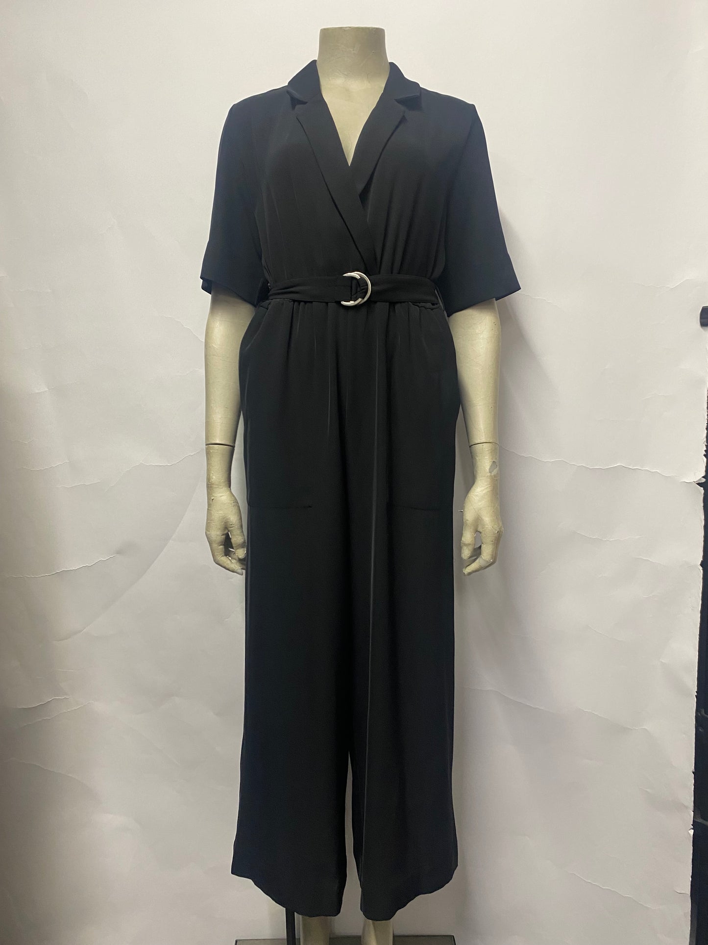 Weekday Black Smart Tie Waist Jumpsuit EU34