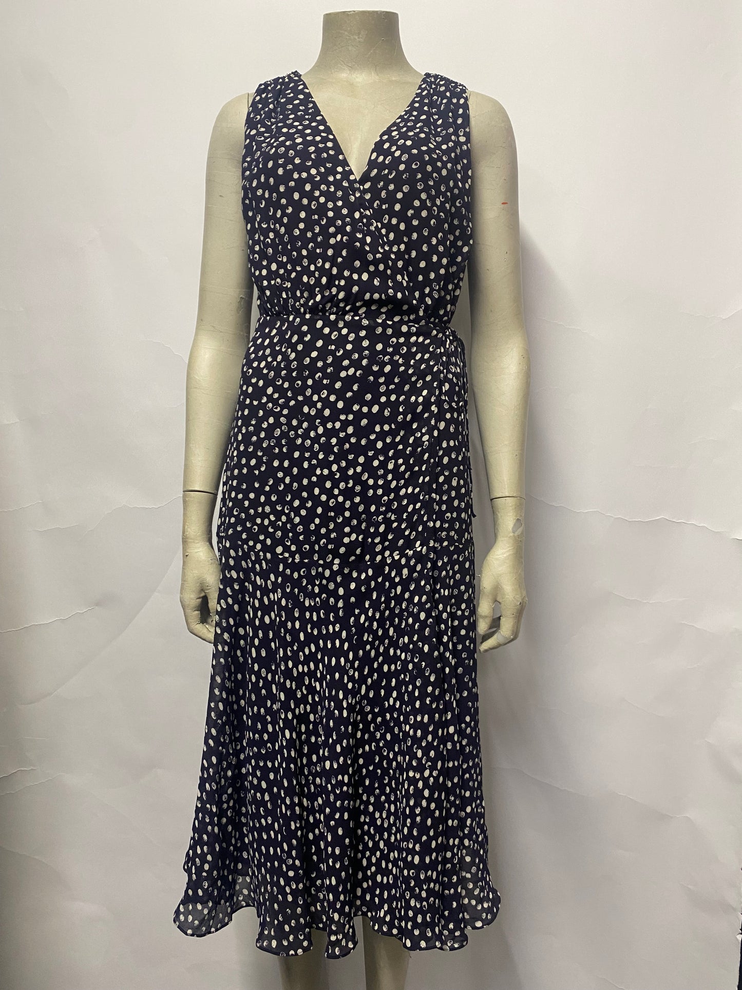 The Kooples Polka Dot Bias Cut Wrap Midi Summer Dress XS