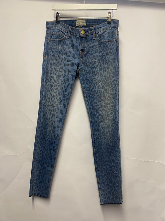 Current Elliott Indigo Blue Leopard Print Jeans 28