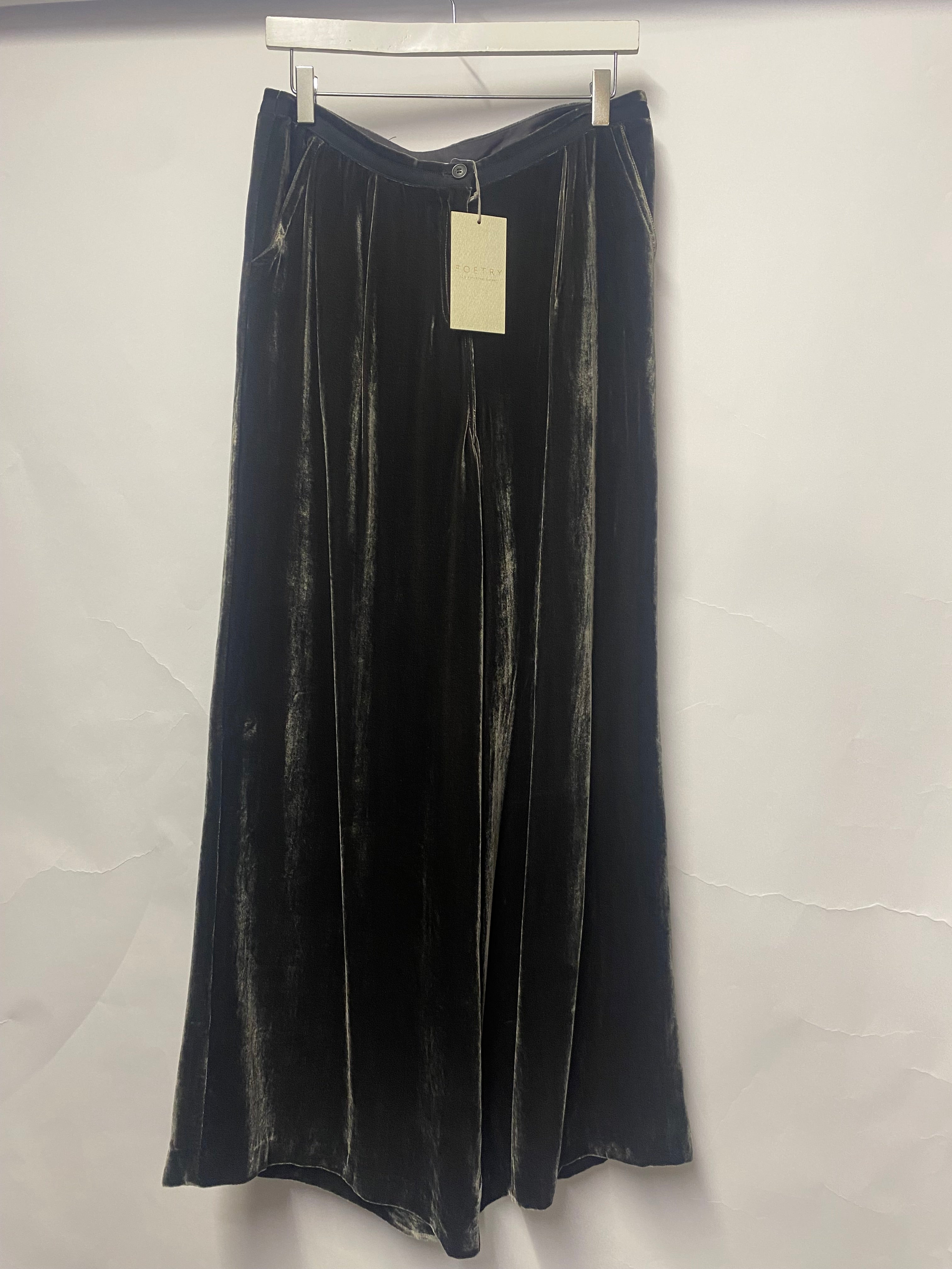 Poetry Grey Silk Velvet Trousers 12 BNWT Shop for Shelter