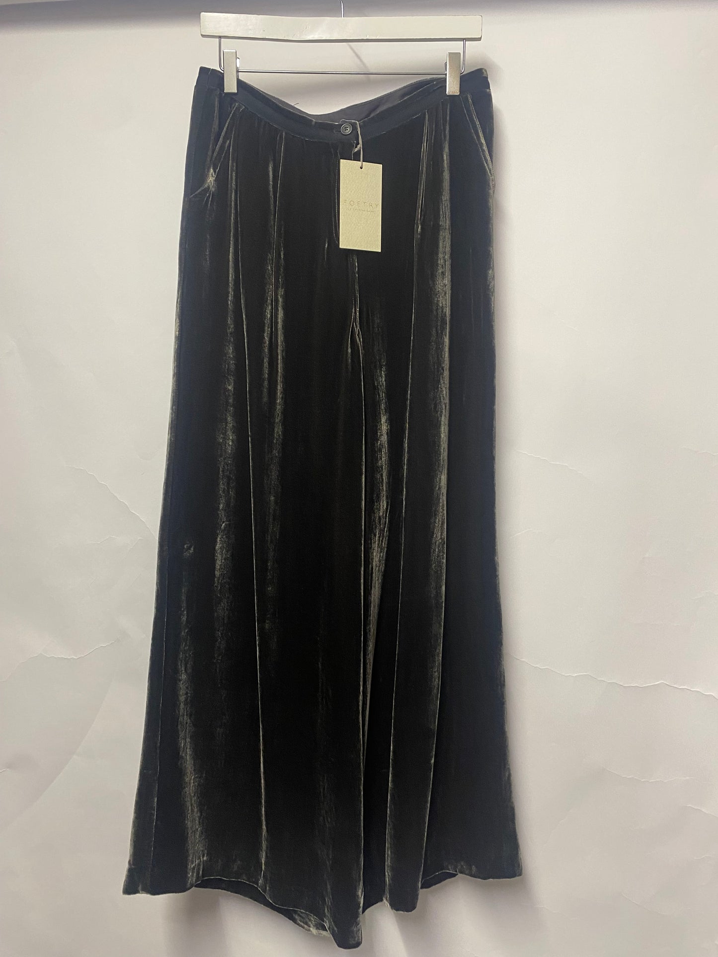 Poetry Grey Silk Velvet Trousers 12 BNWT