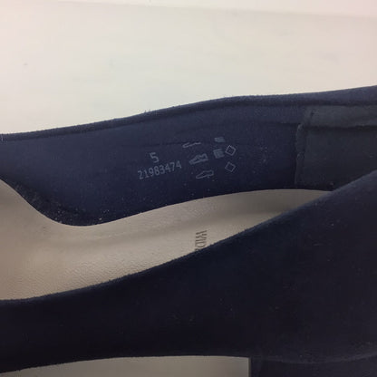 BNWT M&S Navy Blue Suedette Block Heels Wide Fit Size 5 UK