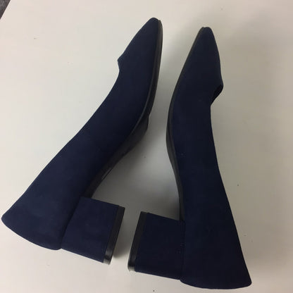 BNWT M&S Navy Blue Suedette Block Heels Wide Fit Size 5 UK