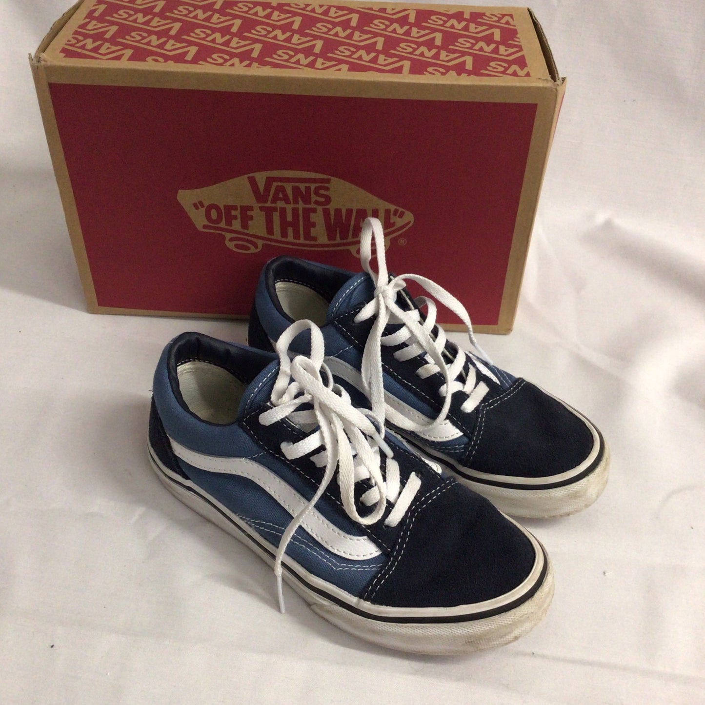 Vans Old Skool Blue & White Trainers Size Kids 1 UK