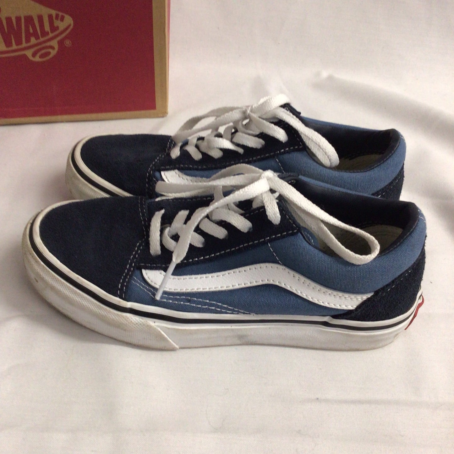 Vans Old Skool Blue & White Trainers Size Kids 1 UK