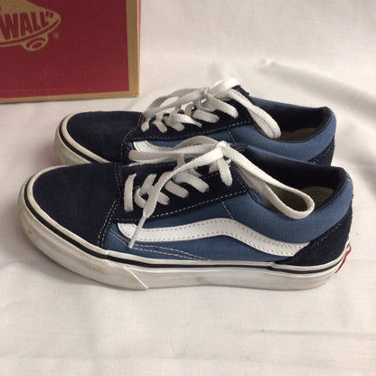 Vans Old Skool Blue & White Trainers Size Kids 1 UK