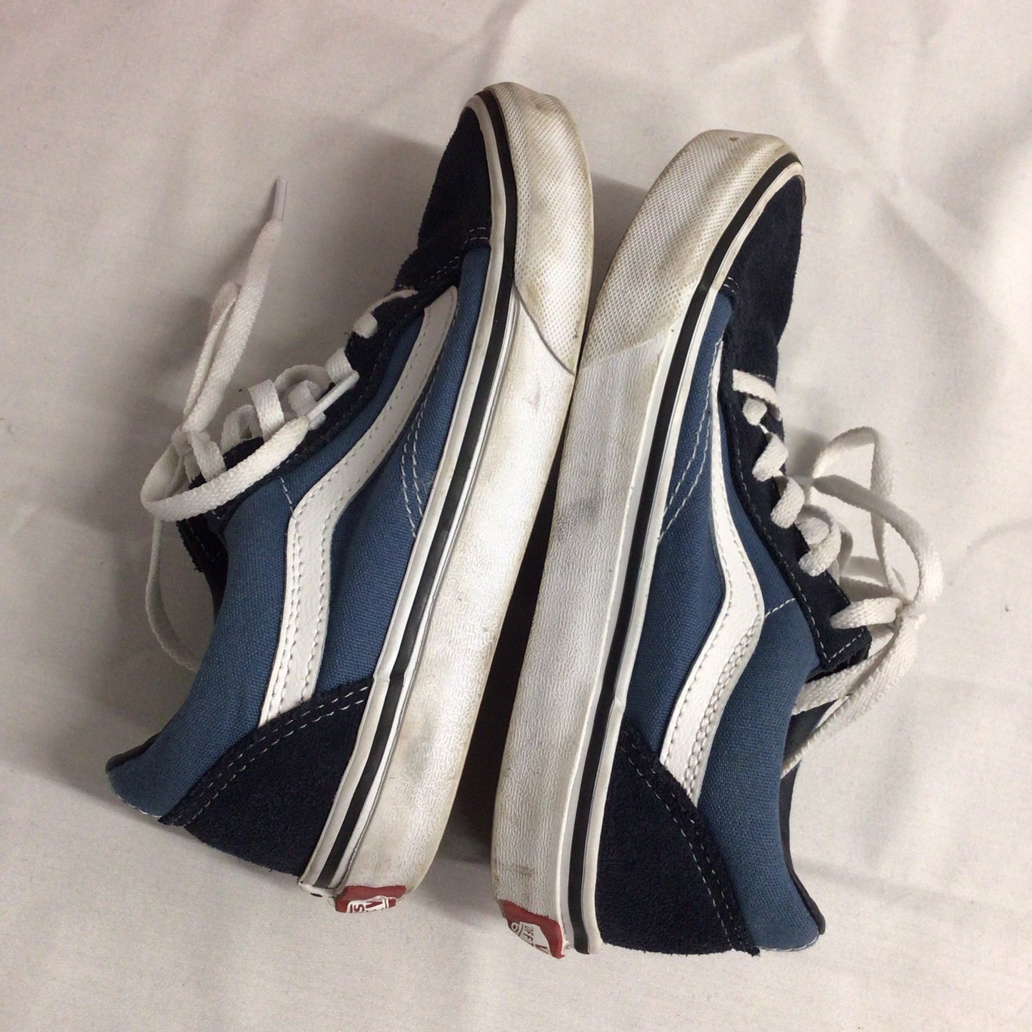 Vans Old Skool Blue & White Trainers Size Kids 1 UK