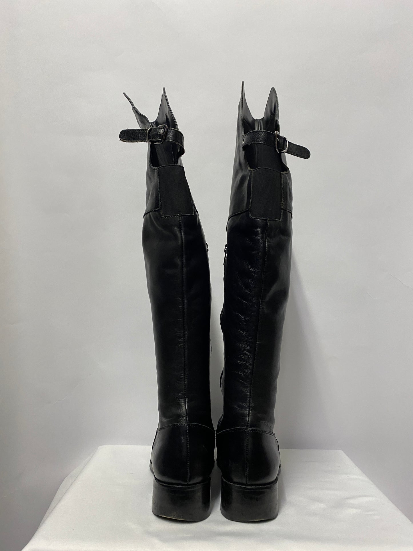 Justin Reece Black Leather Knee High Boots 6