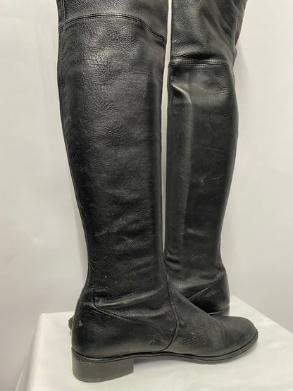Stuart Weitzman Black Leather Over The Knee Boots 7
