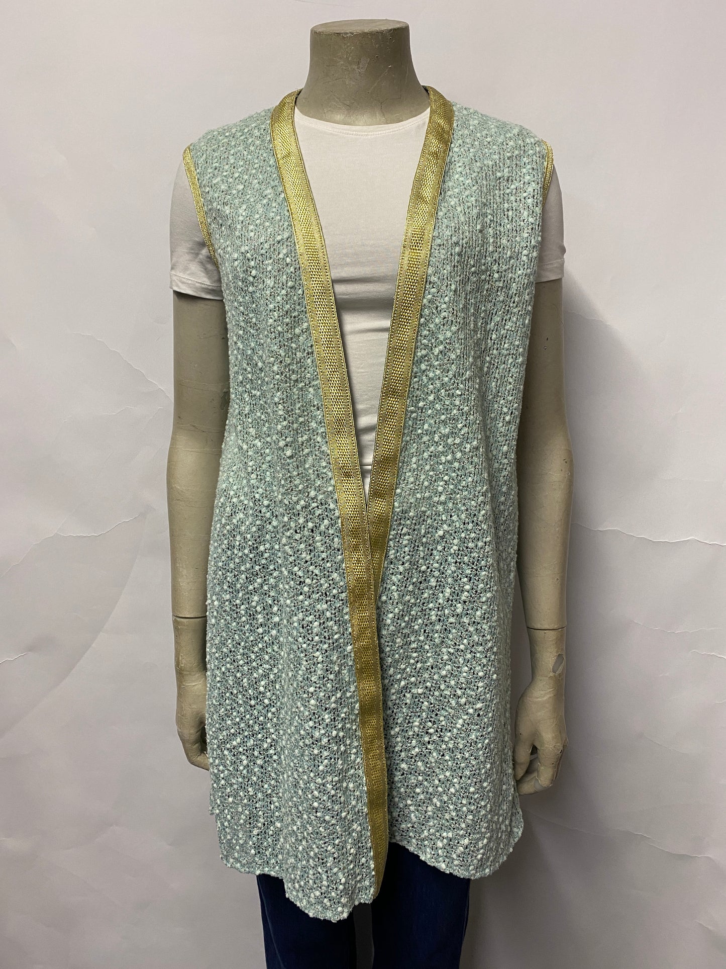 Handmade by Ghita Laichi Blue Sleeveless Cardigan Large