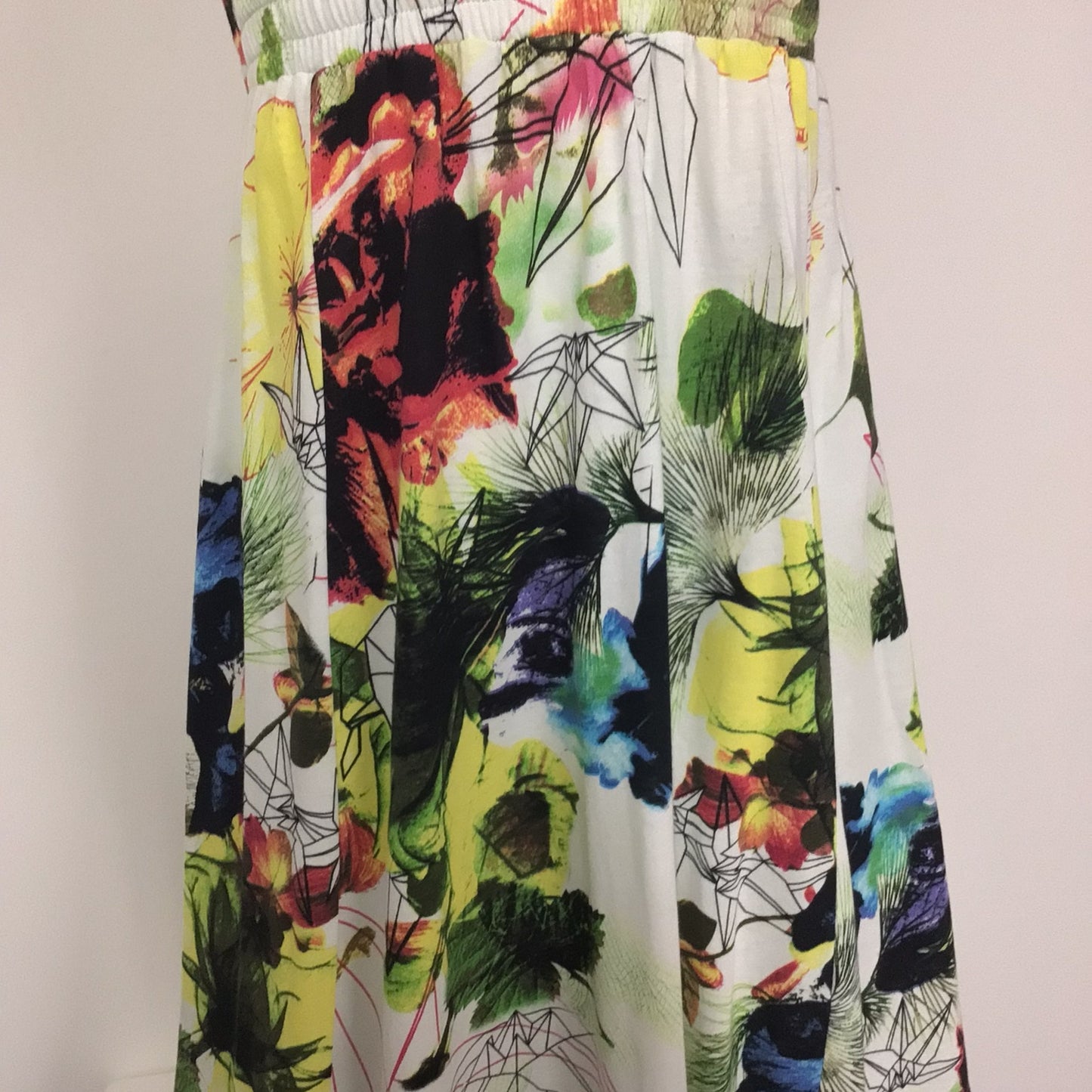 BNWT Firetrap Bella Green, White Multicoloured Halterneck Maxi Dress Size 10