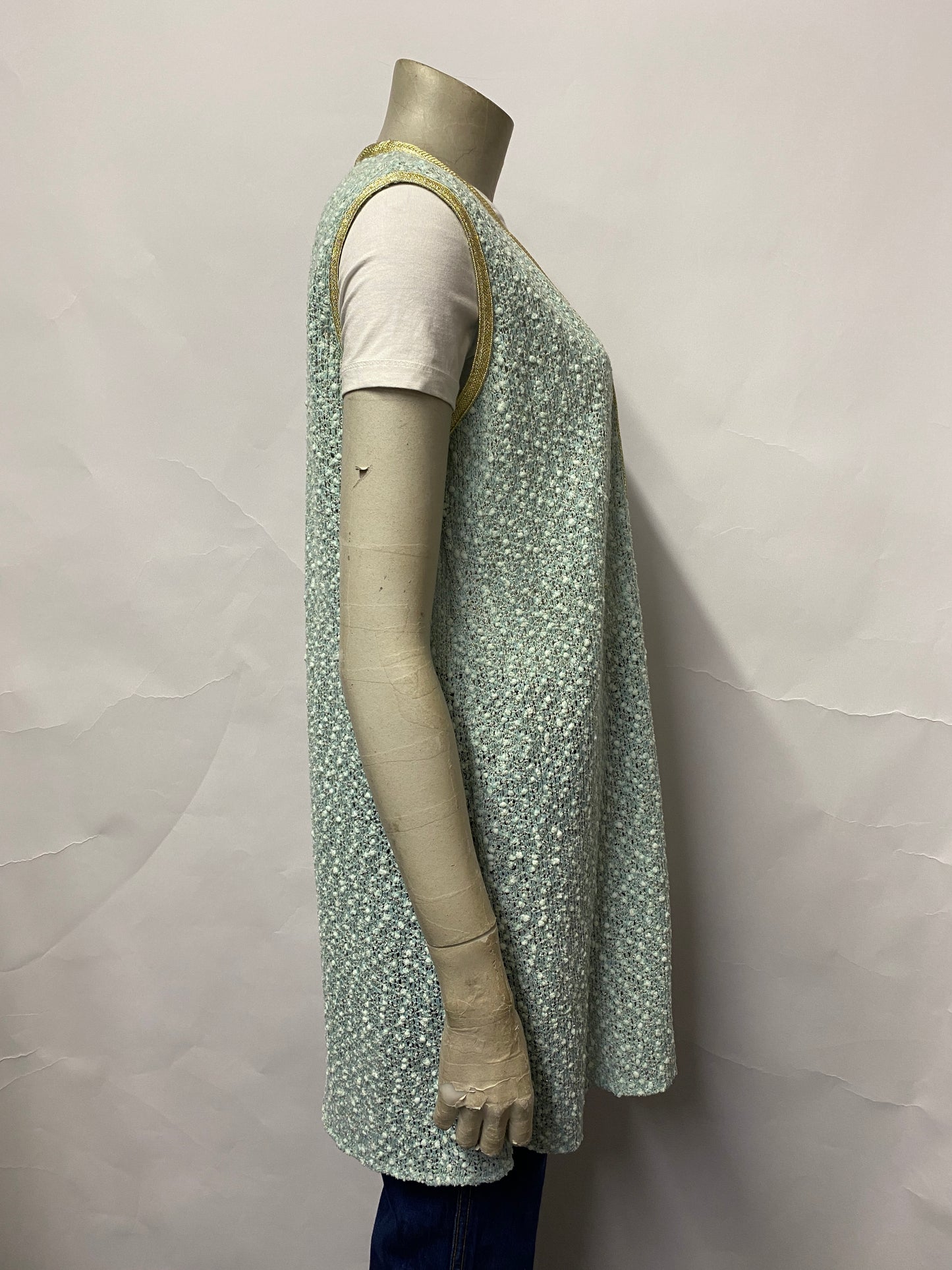 Handmade by Ghita Laichi Blue Sleeveless Cardigan Large