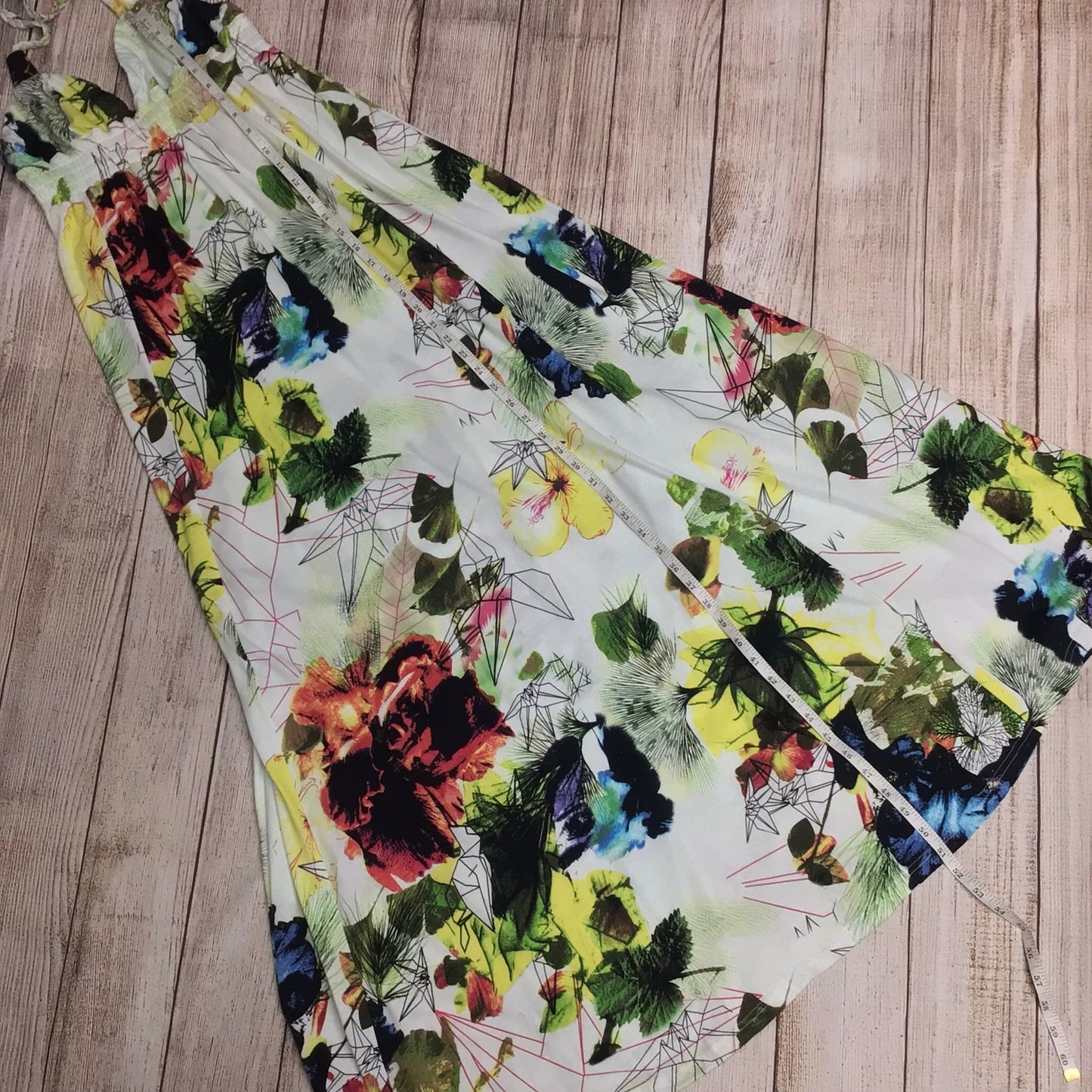 BNWT Firetrap Bella Green, White Multicoloured Halterneck Maxi Dress Size 10