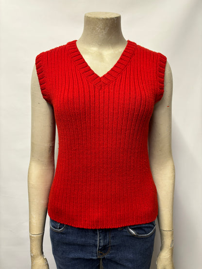 Agnes B Lolita Red Ribbed Knit Sweater Vest Medium