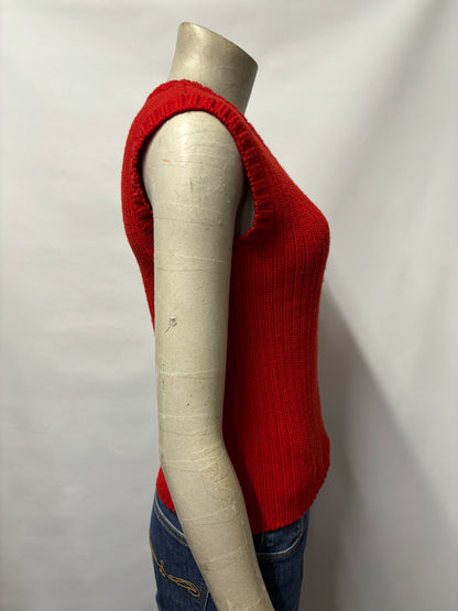 Agnes B Lolita Red Ribbed Knit Sweater Vest Medium