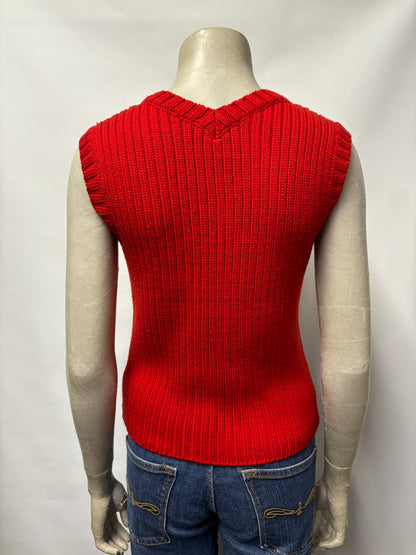 Agnes B Lolita Red Ribbed Knit Sweater Vest Medium