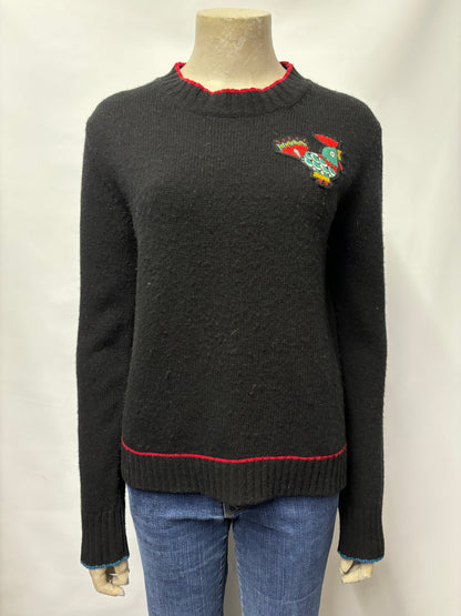 La Double J Black Wool Cockerel Jumper Small