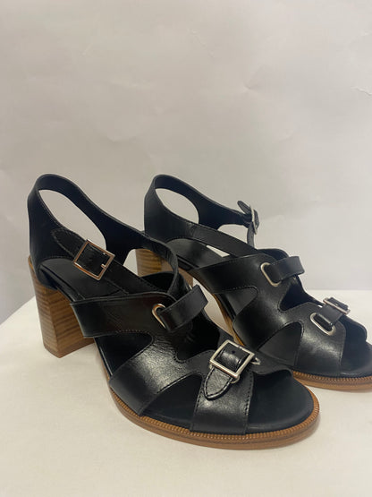 APC Black Leather Elisa Heeled Sandals 7