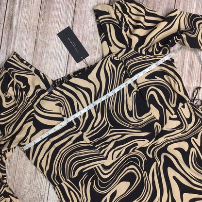 BNWT Live Unlimited Tan Swirl Print Square Neck Wrap Dress RRP £129 Size 24