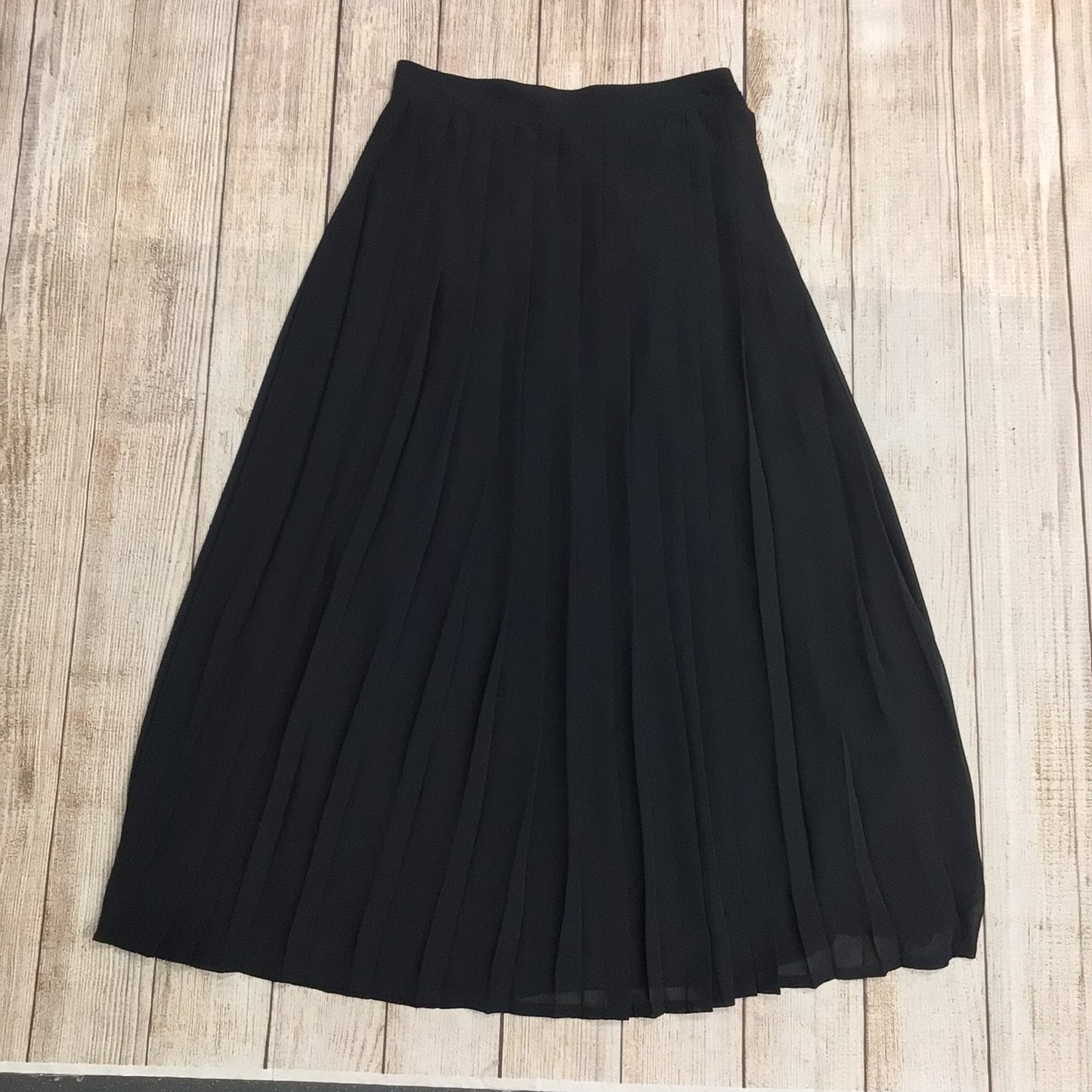 Vintage C&A Vision Black Midi Pleated Skirt Size 16