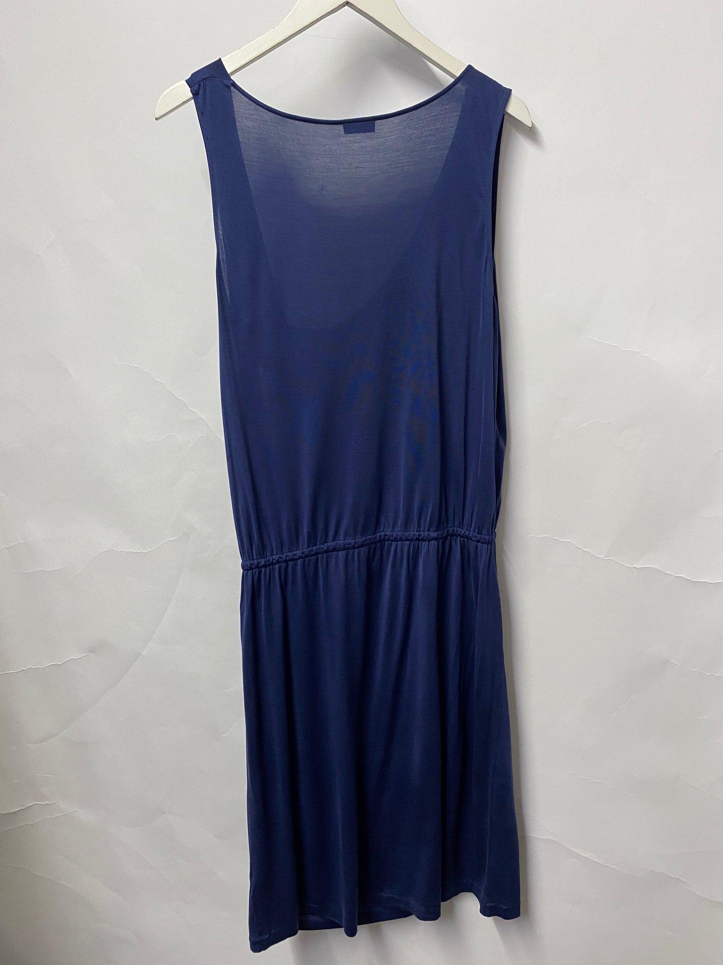 Joseph Blue Silk Jersey Draped Summer Dress 42/14