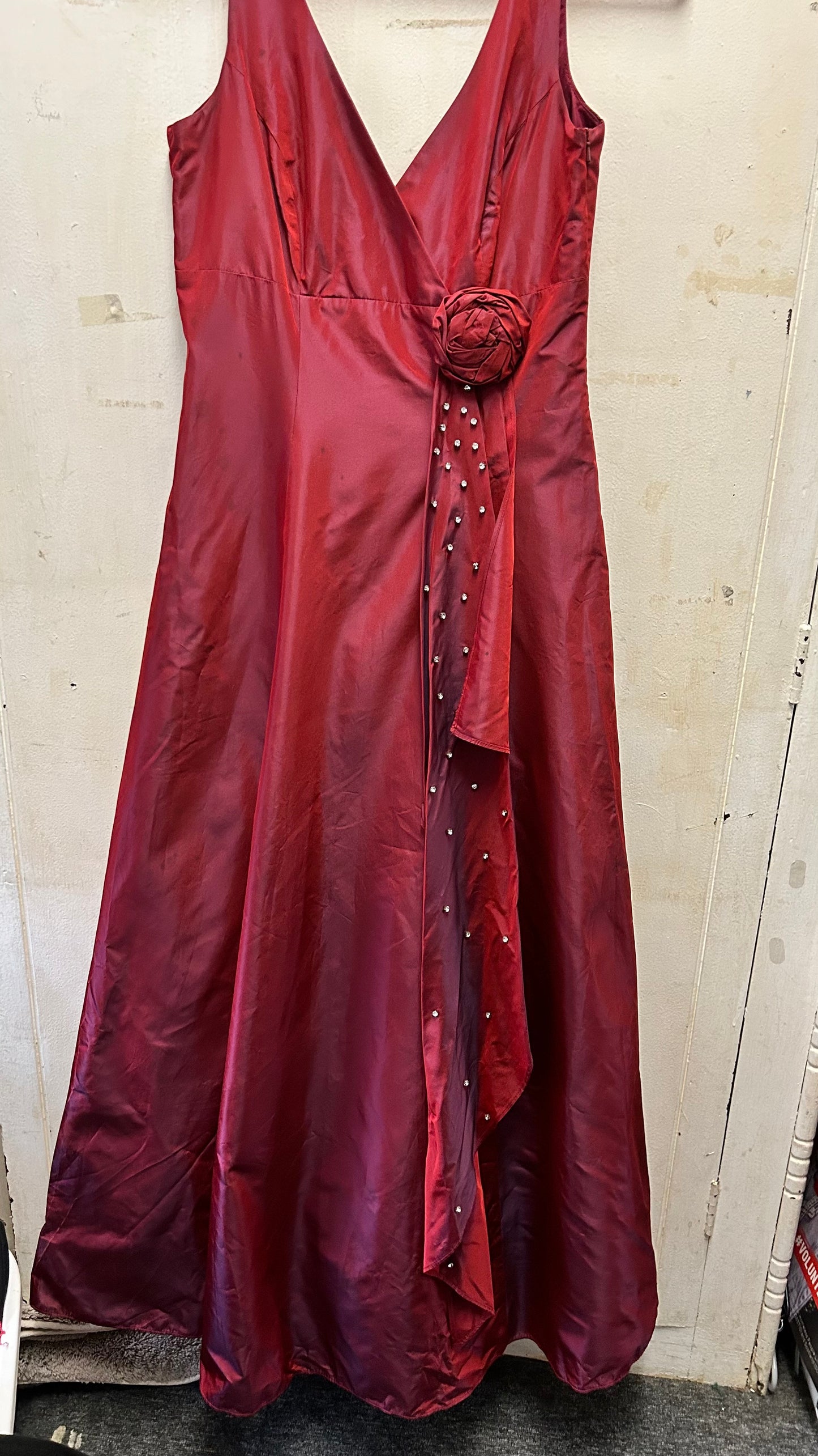 Debut Long Red Satin Dress, 8