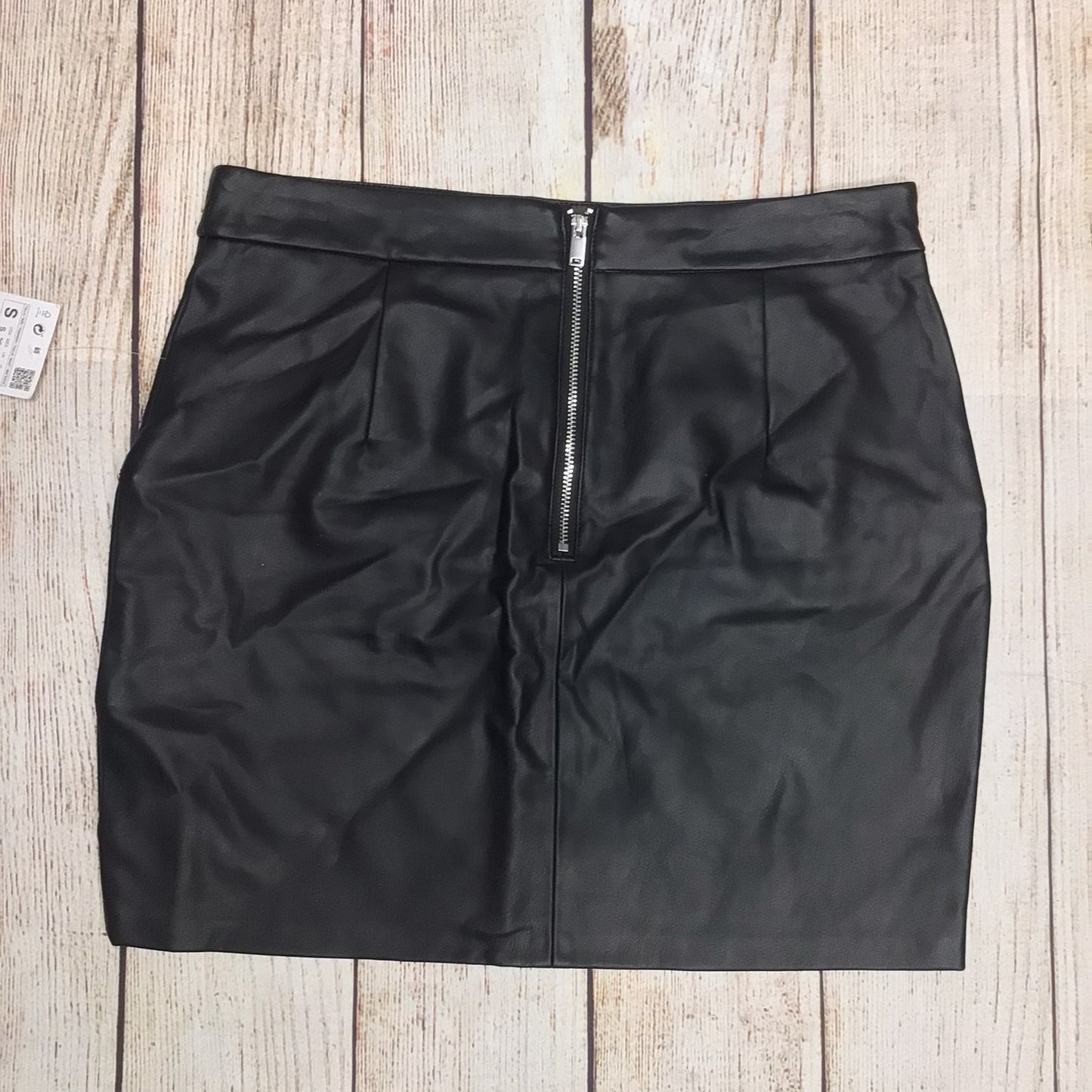 BNWT Zara Basic Black Zip Detail Pleather Mini Skirt Size S