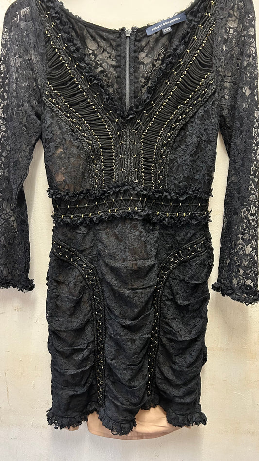 French Connection Black Lace Dress size 8