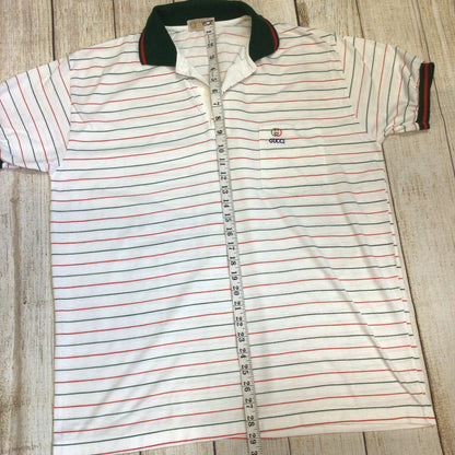 Vintage Gucci White Red Green Striped Cotton Polo Shirt Size Ch46 (approx.)