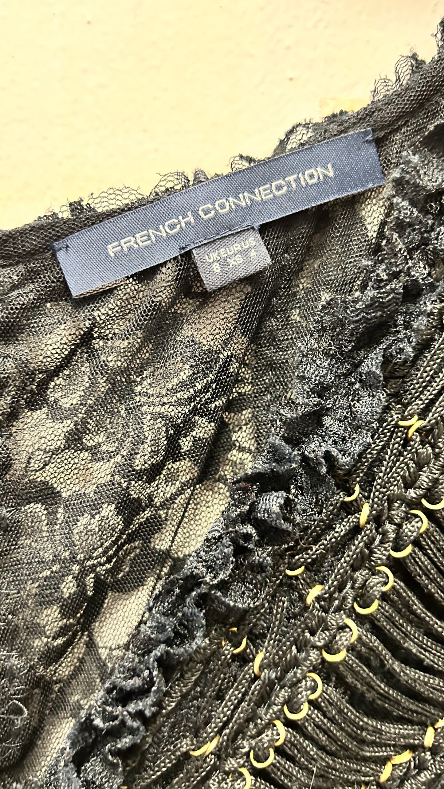 French Connection Black Lace Dress size 8