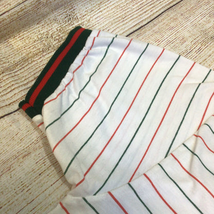 Vintage Gucci White Red Green Striped Cotton Polo Shirt Size Ch46 (approx.)