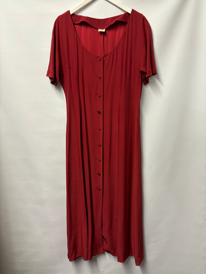 Whistles Red Silk Button Down Full Length Dress 14