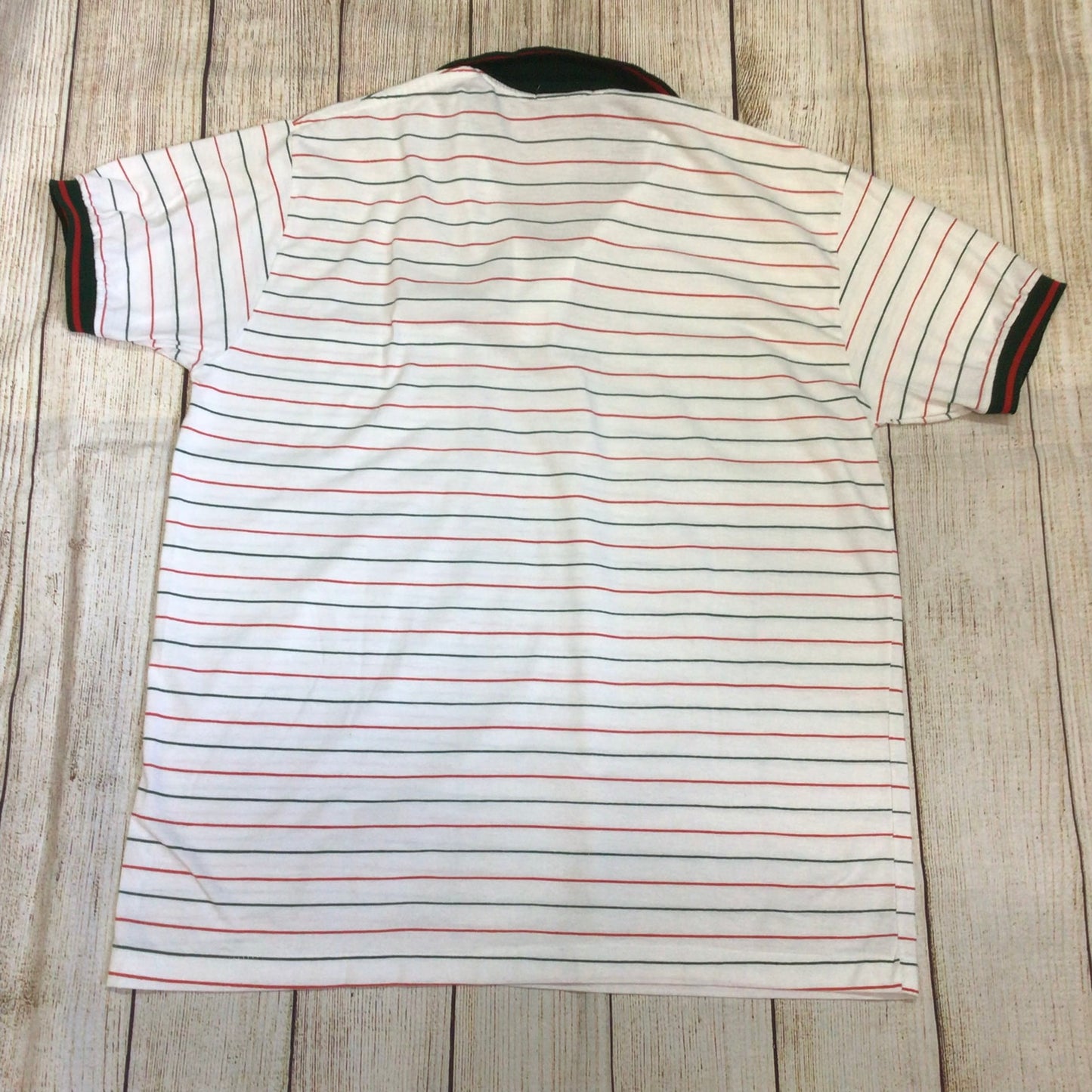 Vintage Gucci White Red Green Striped Cotton Polo Shirt Size Ch46 (approx.)