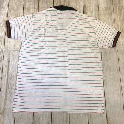 Vintage Gucci White Red Green Striped Cotton Polo Shirt Size Ch46 (approx.)