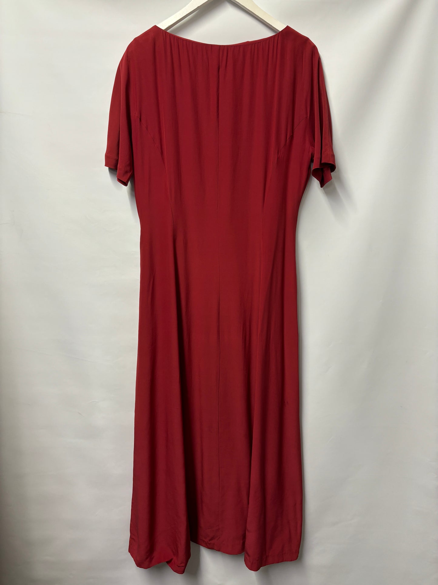 Whistles Red Silk Button Down Full Length Dress 14