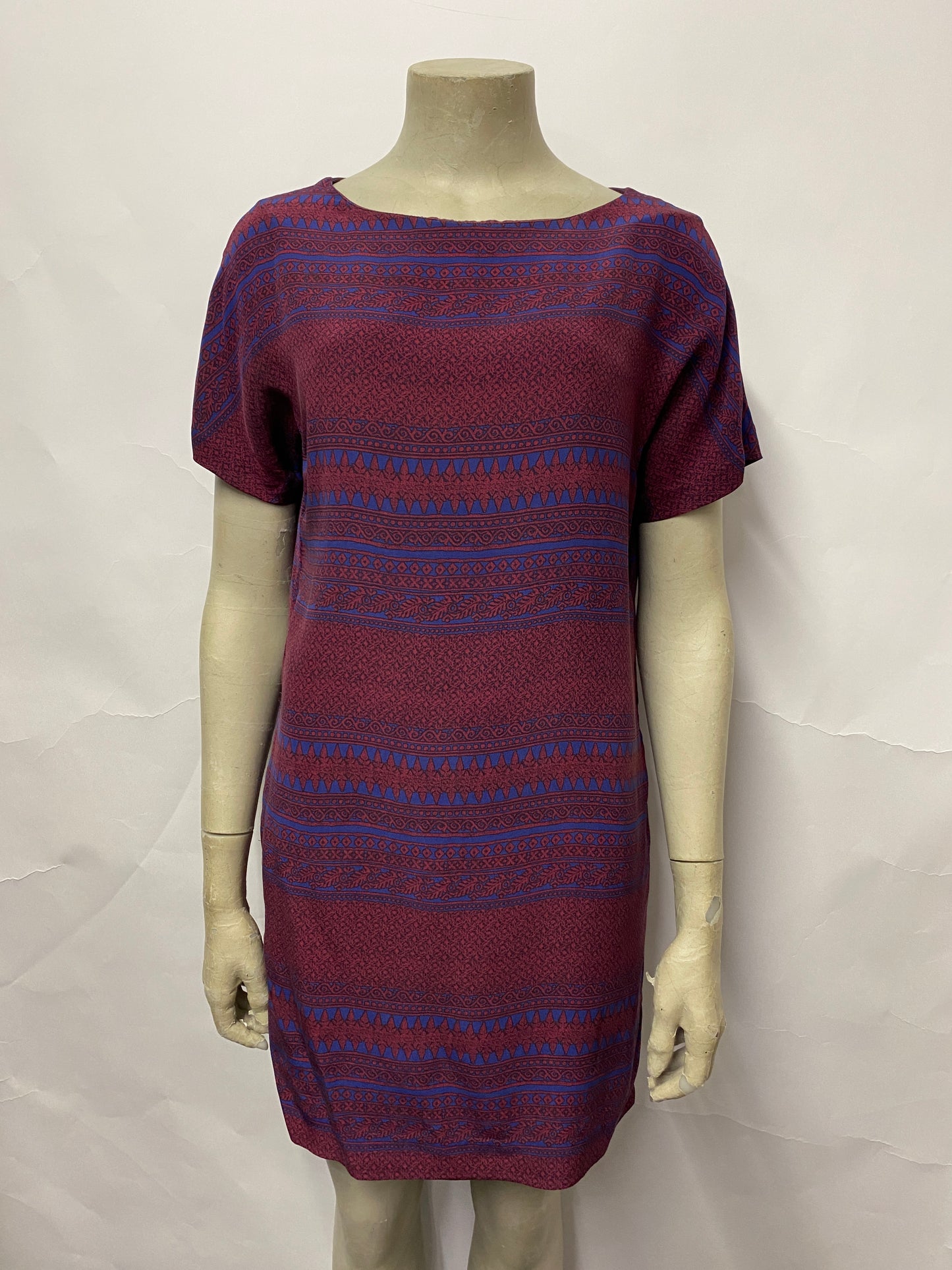 Armani Exchange Blue and Purple Mulberry Silk Patterned Mini Dress 2