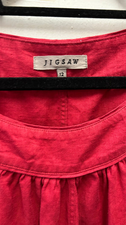 Jigsaw Red Linen Dress, 12